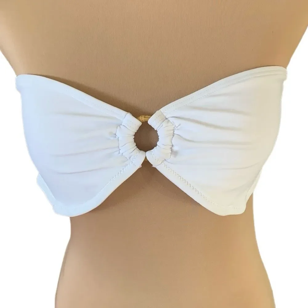 White Bandeau Bikini Tops Size L
